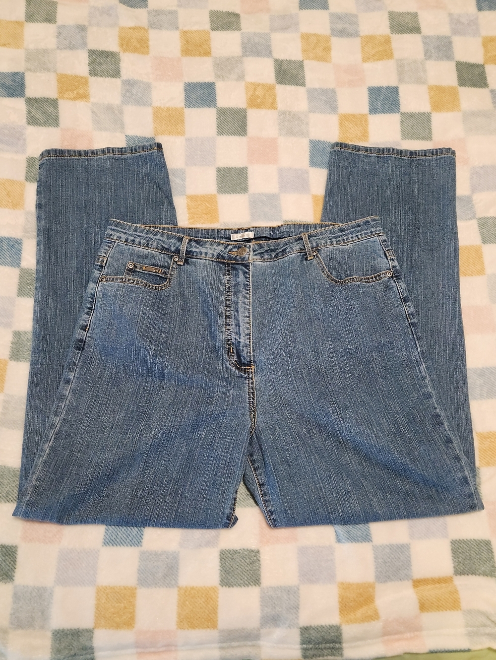 Draper’s & Damon’s Blue Medium Wash Stretch Straight Leg Denim Jeans - Size 14